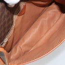 CELINE Macadam Canvas Circle Shoulder Bag PVC Leather Brown Gold Auth YKZ1254A-10