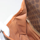 CELINE Macadam Canvas Circle Shoulder Bag PVC Leather Brown Gold Auth YKZ1254A-20