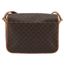 CELINE Macadam Canvas Circle Shoulder Bag PVC Leather Brown Gold Auth YKZ1254A-2