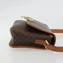 CELINE Macadam Canvas Circle Shoulder Bag PVC Leather Brown Gold Auth YKZ1254A-3