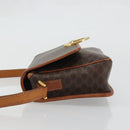 CELINE Macadam Canvas Circle Shoulder Bag PVC Leather Brown Gold Auth YKZ1254A-4