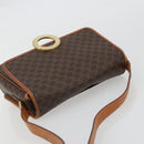 CELINE Macadam Canvas Circle Shoulder Bag PVC Leather Brown Gold Auth YKZ1254A-6