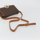 CELINE Macadam Canvas Circle Shoulder Bag PVC Leather Brown Gold Auth YKZ1254A-7