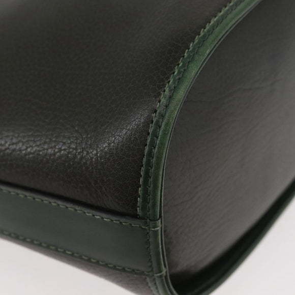 BALLY Shoulder Bag Leather Green Gold Auth YKZ1255