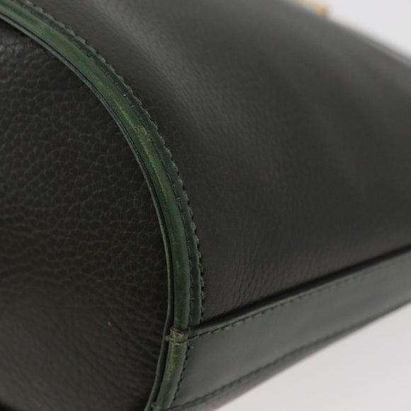 BALLY Shoulder Bag Leather Green Gold Auth YKZ1255