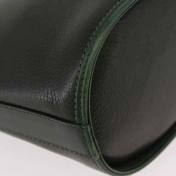 BALLY Shoulder Bag Leather Green Gold Auth YKZ1255