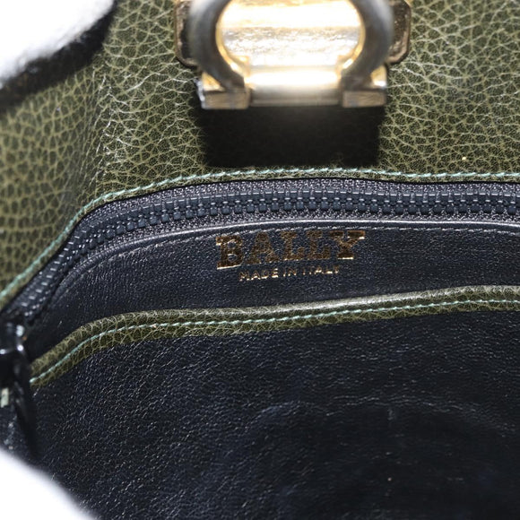 BALLY Shoulder Bag Leather Green Gold Auth YKZ1255