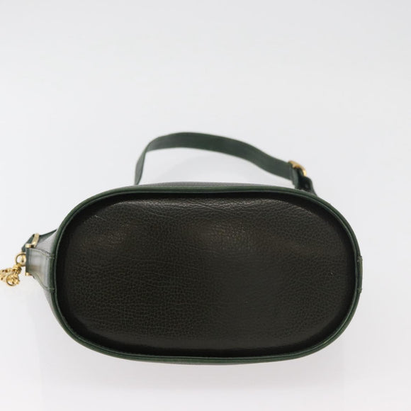 BALLY Shoulder Bag Leather Green Gold Auth YKZ1255