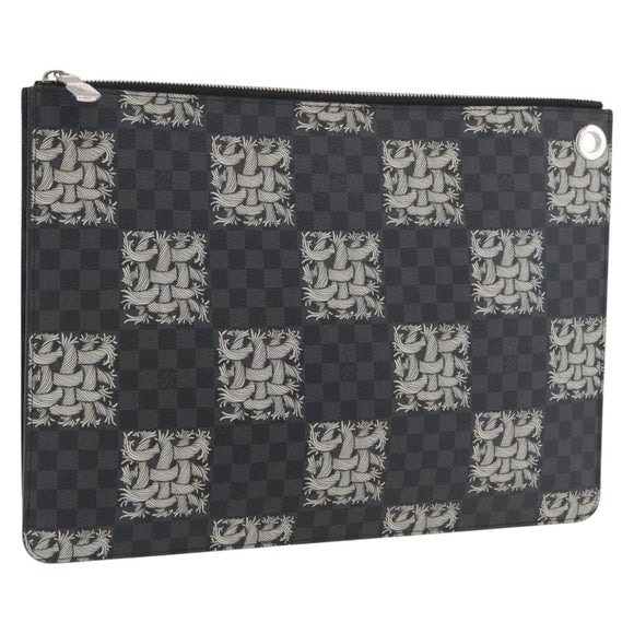 LOUIS VUITTON Damier Graphite Pochette Jules GM Clutch Bag M61232 Auth YKZ1258A
