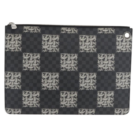 LOUIS VUITTON Damier Graphite Pochette Jules GM Clutch Bag M61232 Auth YKZ1258A