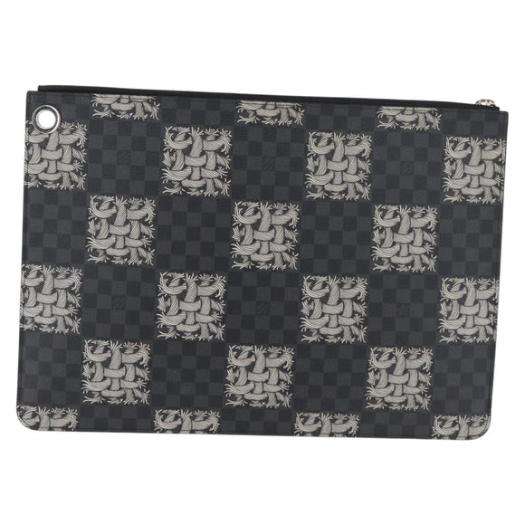LOUIS VUITTON Damier Graphite Pochette Jules GM Clutch Bag M61232 Auth YKZ1258A
