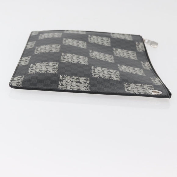 LOUIS VUITTON Damier Graphite Pochette Jules GM Clutch Bag M61232 Auth YKZ1258A