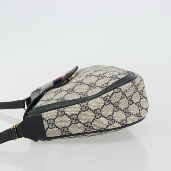 GUCCI GG Supreme Sherry Line Shoulder Bag PVC Navy Gold 10 02 056 Auth YKZ1259