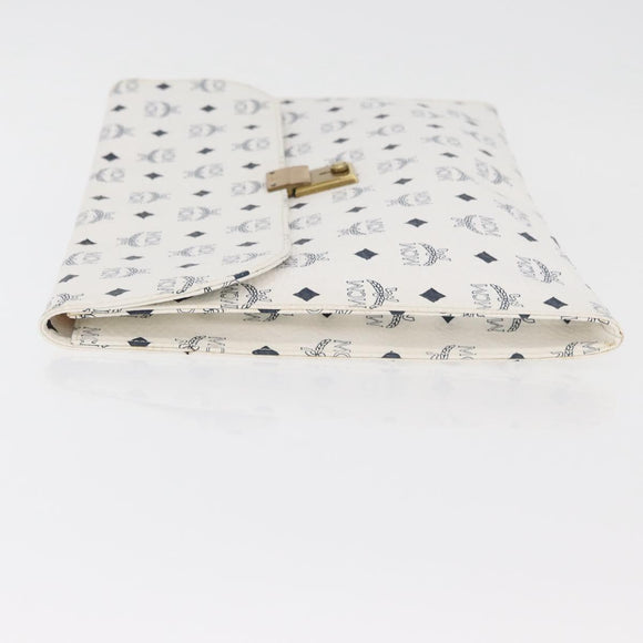 MCM Vicetos Logogram Document Case PVC White Gold Auth YKZ1260