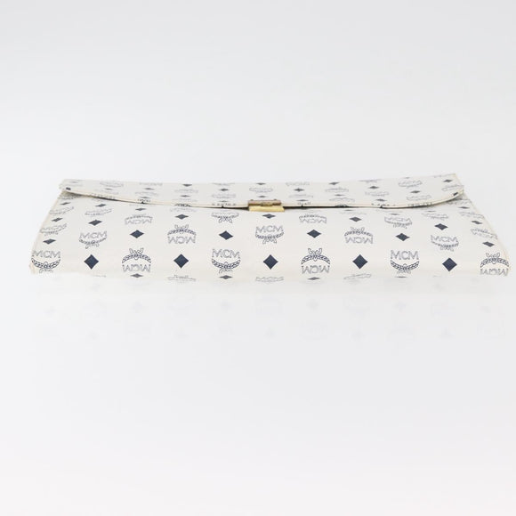 MCM Vicetos Logogram Document Case PVC White Gold Auth YKZ1260