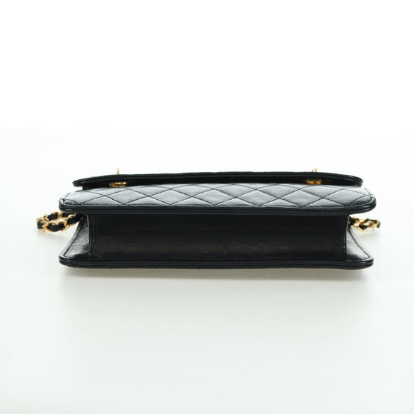 CHANEL Matelasse Double Turn Lock Chain Bag Lamb Skin 2way CC Auth YKZ1263SV