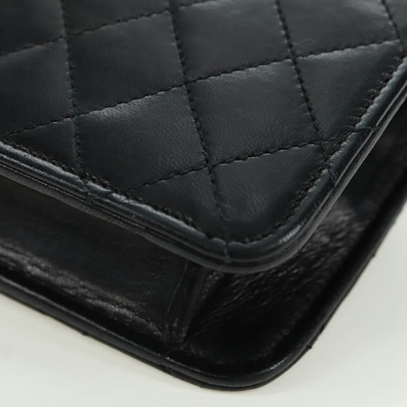CHANEL Matelasse Double Turn Lock Chain Bag Lamb Skin 2way CC Auth YKZ1263SV