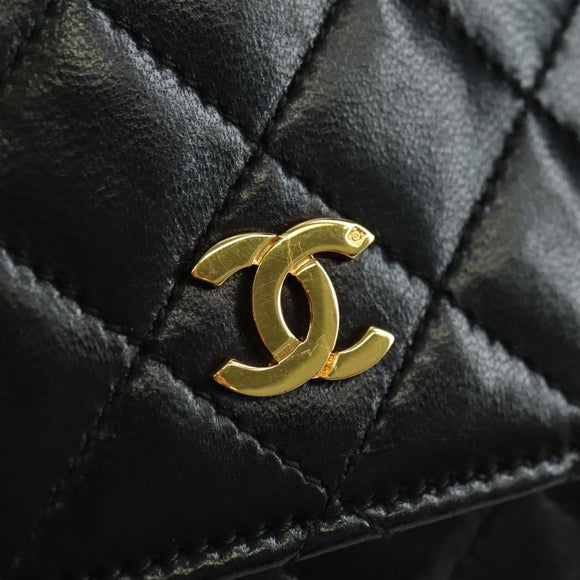 CHANEL Matelasse Double Turn Lock Chain Bag Lamb Skin 2way CC Auth YKZ1263SV