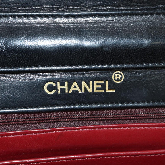 CHANEL Matelasse Double Turn Lock Chain Bag Lamb Skin 2way CC Auth YKZ1263SV