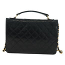 CHANEL Matelasse Double Turn Lock Chain Bag Lamb Skin 2way CC Auth YKZ1263SV-2