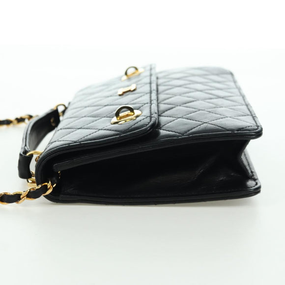 CHANEL Matelasse Double Turn Lock Chain Bag Lamb Skin 2way CC Auth YKZ1263SV