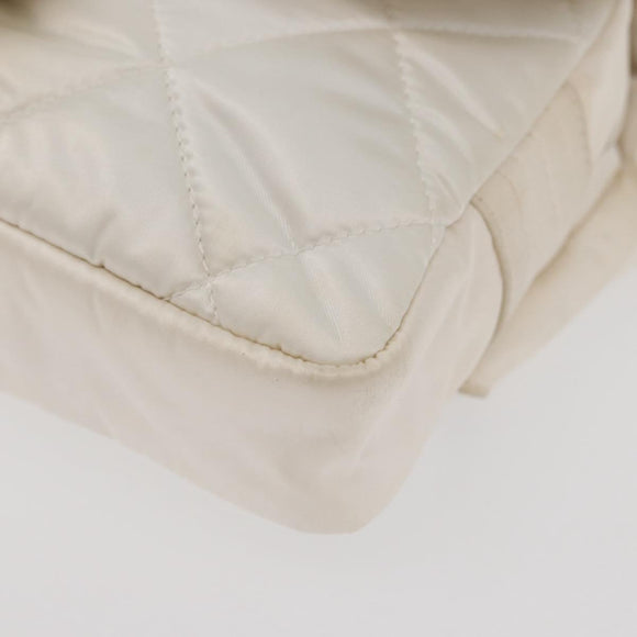 CHANEL Sports Line Matelasse Waist bag Nylon White Silver CC Auth YKZ1264A