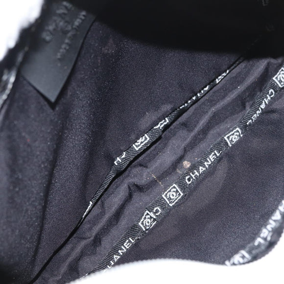 CHANEL Sports Line Matelasse Waist bag Nylon White Silver CC Auth YKZ1264A