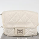 CHANEL Sports Line Matelasse Waist bag Nylon White Silver CC Auth YKZ1264A-12