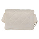 CHANEL Sports Line Matelasse Waist bag Nylon White Silver CC Auth YKZ1264A-2