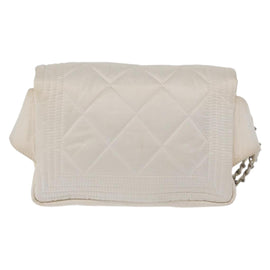 CHANEL Sports Line Matelasse Waist bag Nylon White Silver CC Auth YKZ1264A - 0