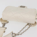 CHANEL Sports Line Matelasse Waist bag Nylon White Silver CC Auth YKZ1264A-6