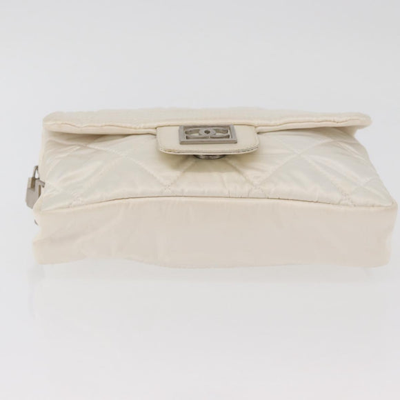 CHANEL Sports Line Matelasse Waist bag Nylon White Silver CC Auth YKZ1264A