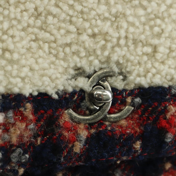 CHANEL Top Handle 25 Chain Bag Tweed Multicolor Silver CC Auth YKZ1266SAM