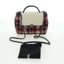 CHANEL Top Handle 25 Chain Bag Tweed Multicolor Silver CC Auth YKZ1266SAM-12