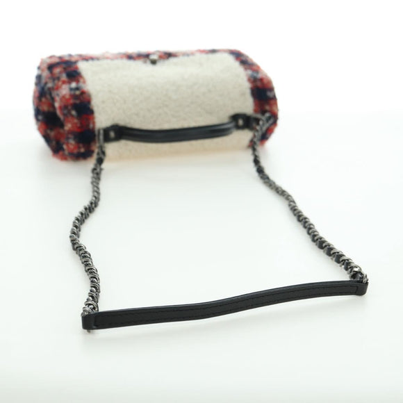 CHANEL Top Handle 25 Chain Bag Tweed Multicolor Silver CC Auth YKZ1266SAM