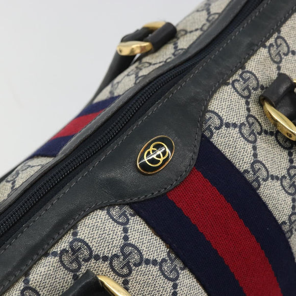 GUCCI GG Supreme Sherry Line Bag PVC Navy Gold 012 3842 33 39 Auth YKZ1269