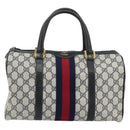 GUCCI GG Supreme Sherry Line Bag PVC Navy Gold 012 3842 33 39 Auth YKZ1269-13