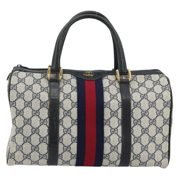 GUCCI GG Supreme Sherry Line Bag PVC Navy Gold 012 3842 33 39 Auth YKZ1269