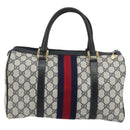 GUCCI GG Supreme Sherry Line Bag PVC Navy Gold 012 3842 33 39 Auth YKZ1269-2