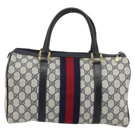 GUCCI GG Supreme Sherry Line Bag PVC Navy Gold 012 3842 33 39 Auth YKZ1269 - 0