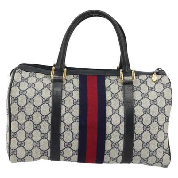 GUCCI GG Supreme Sherry Line Bag PVC Navy Gold 012 3842 33 39 Auth YKZ1269