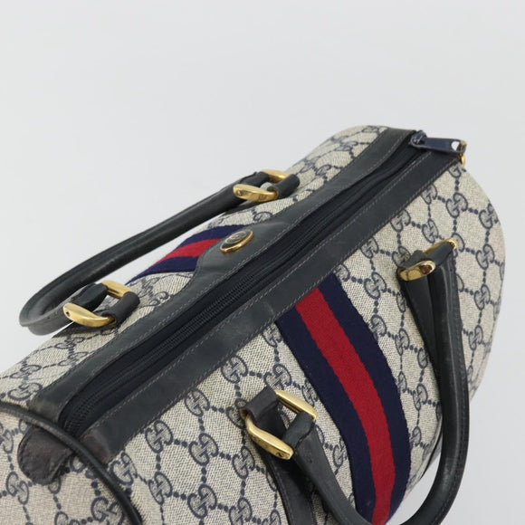 GUCCI GG Supreme Sherry Line Bag PVC Navy Gold 012 3842 33 39 Auth YKZ1269