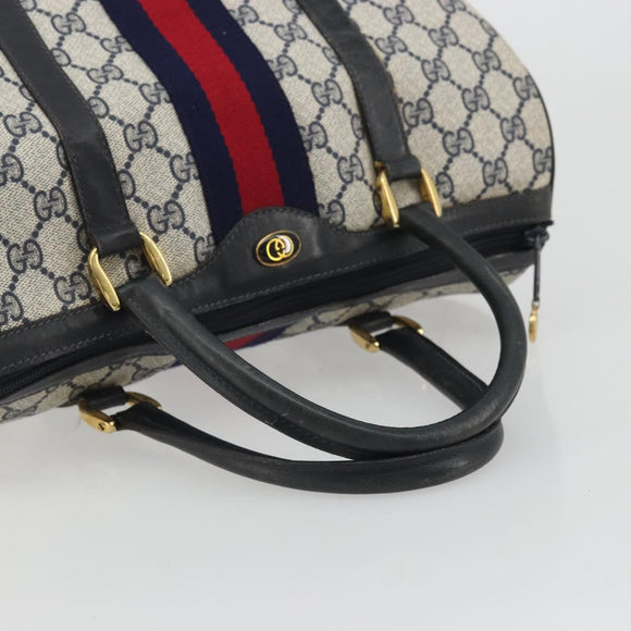 GUCCI GG Supreme Sherry Line Bag PVC Navy Gold 012 3842 33 39 Auth YKZ1269
