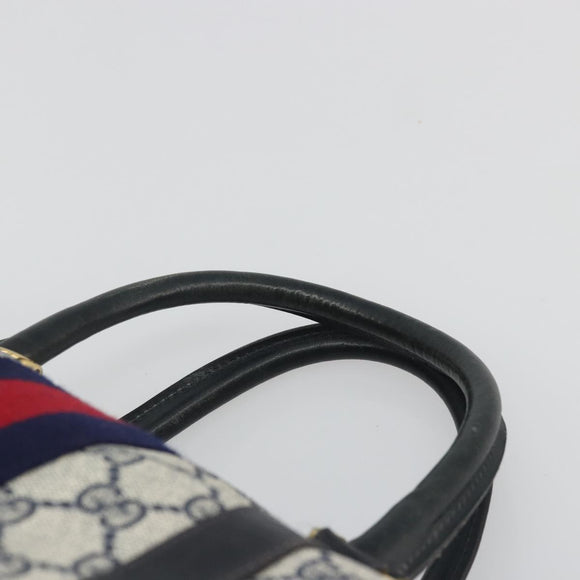 GUCCI GG Supreme Sherry Line Bag PVC Navy Gold 012 3842 33 39 Auth YKZ1269