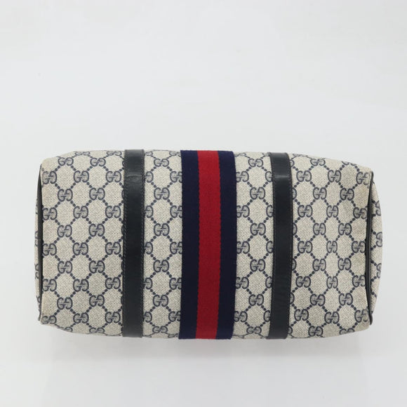 GUCCI GG Supreme Sherry Line Bag PVC Navy Gold 012 3842 33 39 Auth YKZ1269