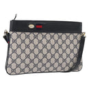GUCCI GG Supreme Sherry Line Shoulder Bag PVC Navy Gold 904 02 035 Auth YKZ1274-1