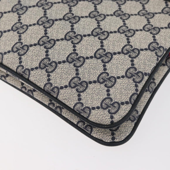 GUCCI GG Supreme Sherry Line Shoulder Bag PVC Navy Gold 904 02 035 Auth YKZ1274