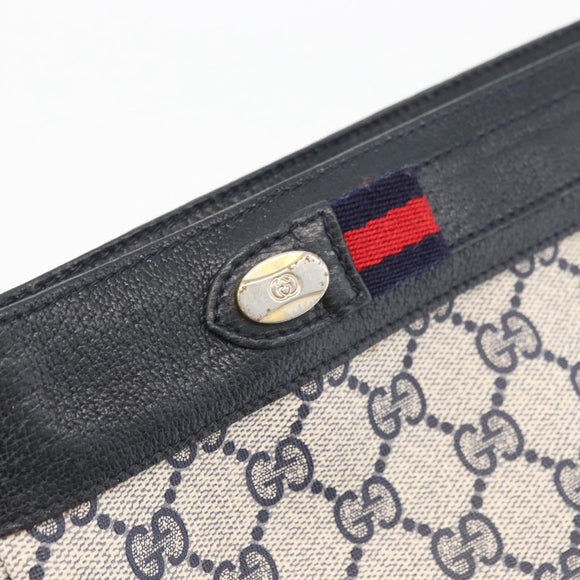 GUCCI GG Supreme Sherry Line Shoulder Bag PVC Navy Gold 904 02 035 Auth YKZ1274