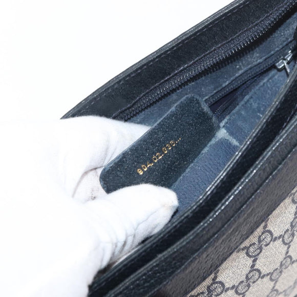 GUCCI GG Supreme Sherry Line Shoulder Bag PVC Navy Gold 904 02 035 Auth YKZ1274