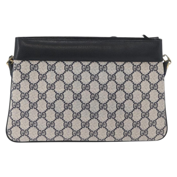 GUCCI GG Supreme Sherry Line Shoulder Bag PVC Navy Gold 904 02 035 Auth YKZ1274
